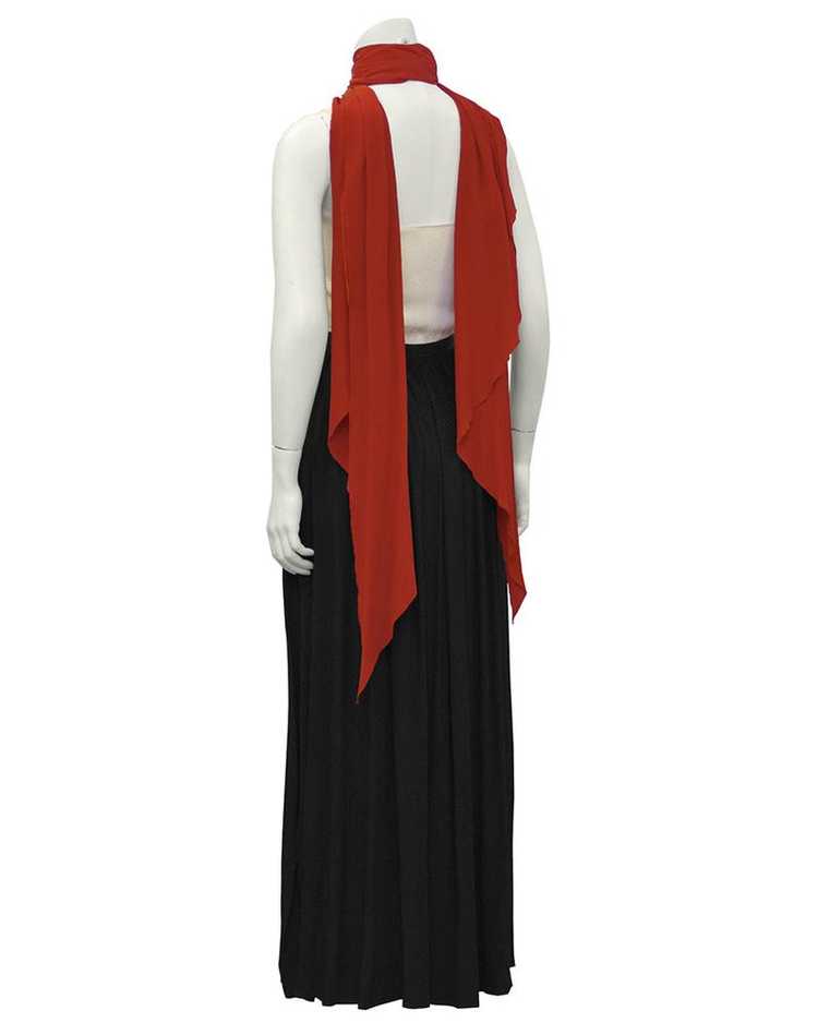 Color Block Silk Jacquard Gown with Scarf - image 3