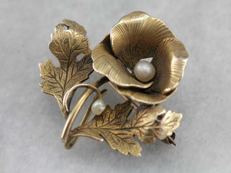 Antique Victorian Pearl Flower Pin - image 3
