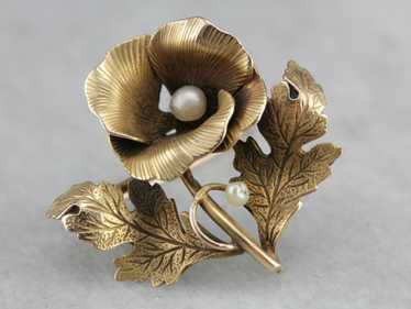Antique Victorian Pearl Flower Pin - image 1