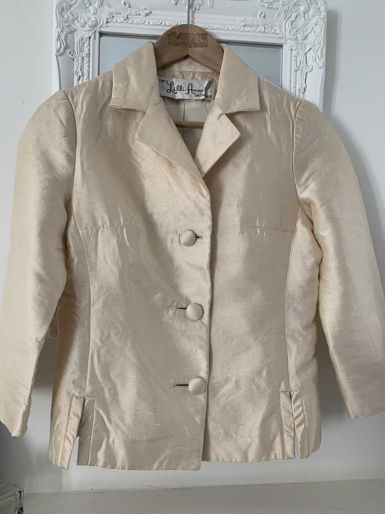 Vintage Silk Blazer Jacket - Silk Chiffon Lined -… - image 5