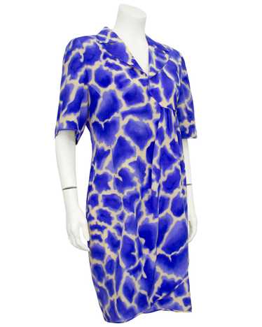 Valentino Blue and Beige Abstract Dress