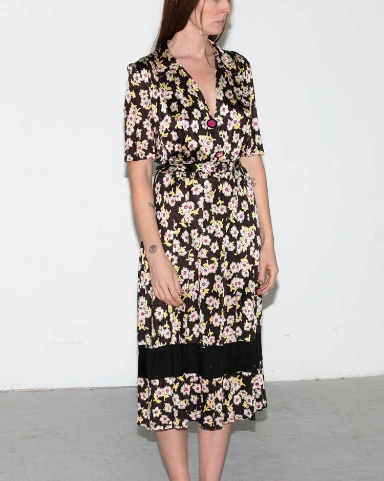 Vintage 1940's Rayon Jersey Floral Dress, 40's - image 8