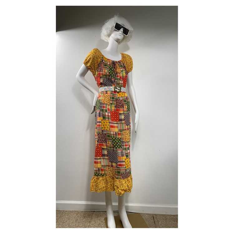 70s patchwork print dress - image 4