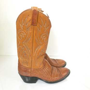Vintage Dan Post Lizard Tan Cowboy Boots - image 1
