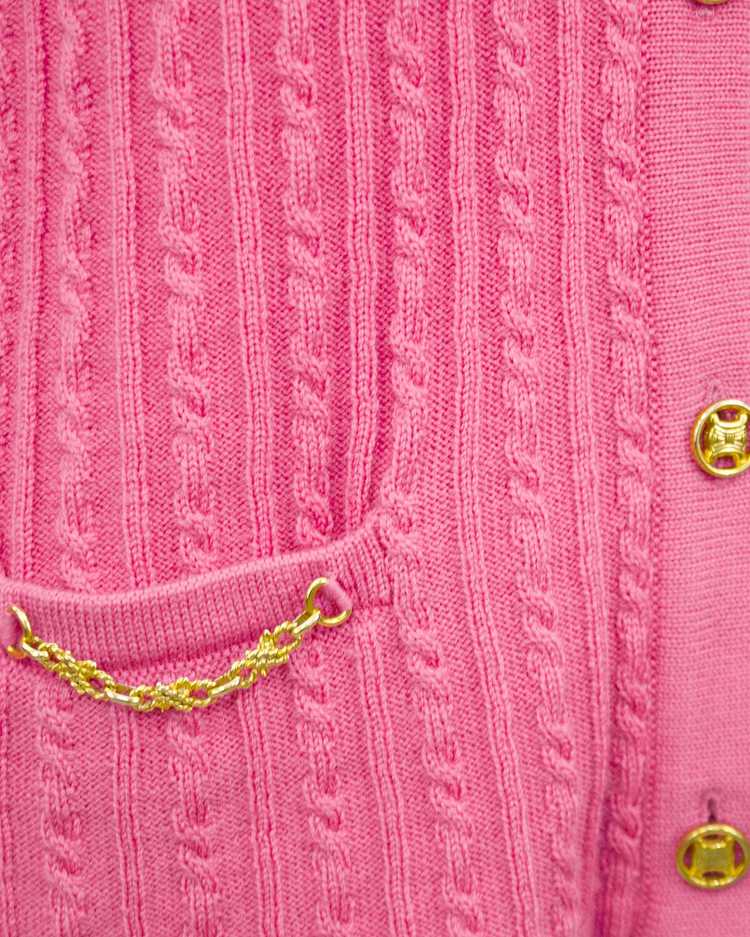 Celine Pink Wool Cable Knit Cardigan - image 4