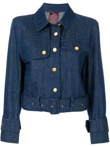John Galliano Pre-Owned belted denim jacket - Blue