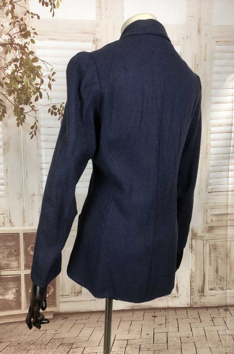 Original 1930s 30s Vintage Navy Blue Wool Jacket … - image 9