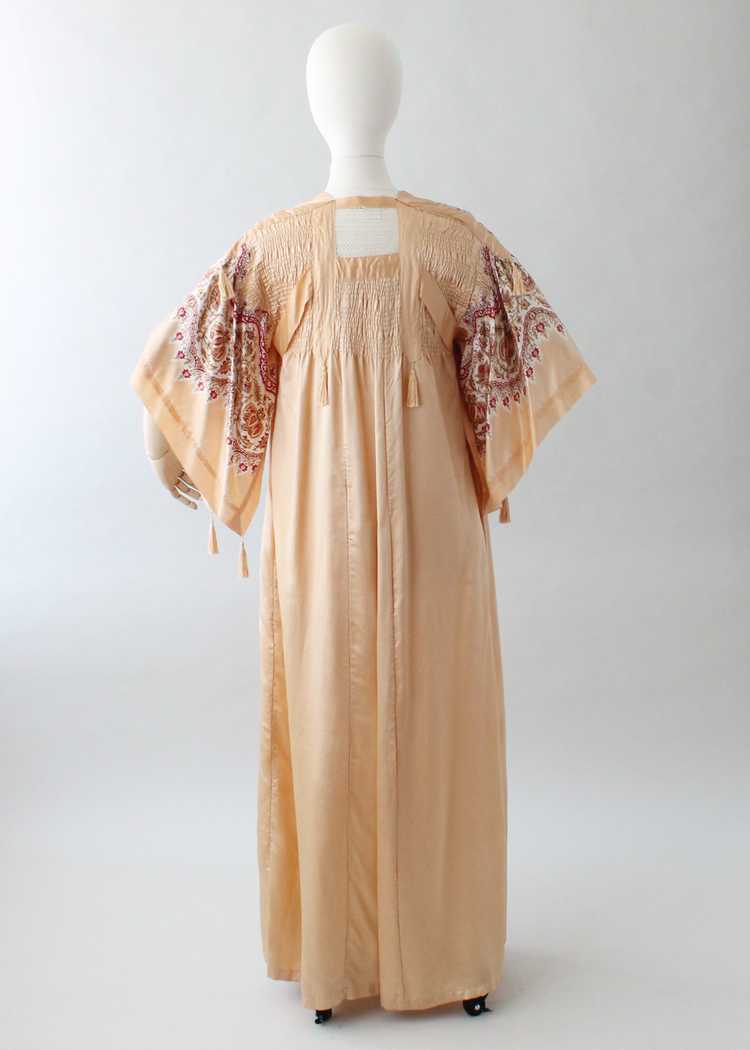 Vintage 1920s Printed Silk Robe with Tassels - image 7