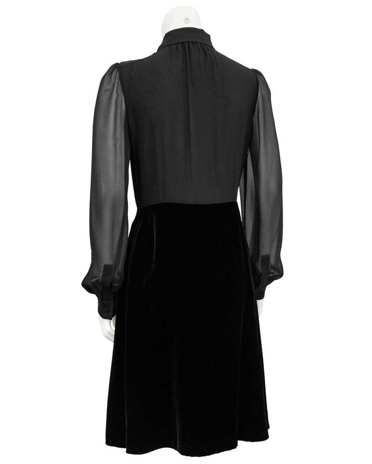 Valentino Black Chiffon and Velvet Dress Shirt Dr… - image 2