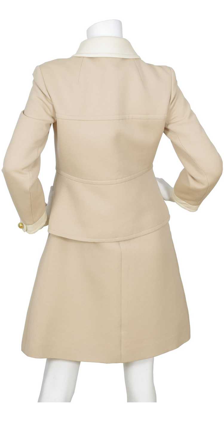 Philippe Venet 1960s Mod Beige & Cream Mini Dress… - image 3