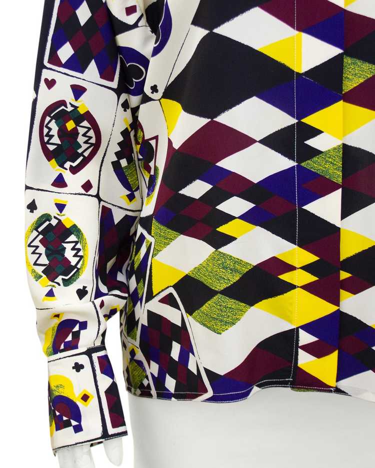 Versace Multi Colour Playing Card Print Silk Shirt - image 5