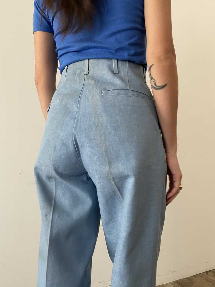 40s Chambray Hollywood Waist Pleated Trouser - image 6