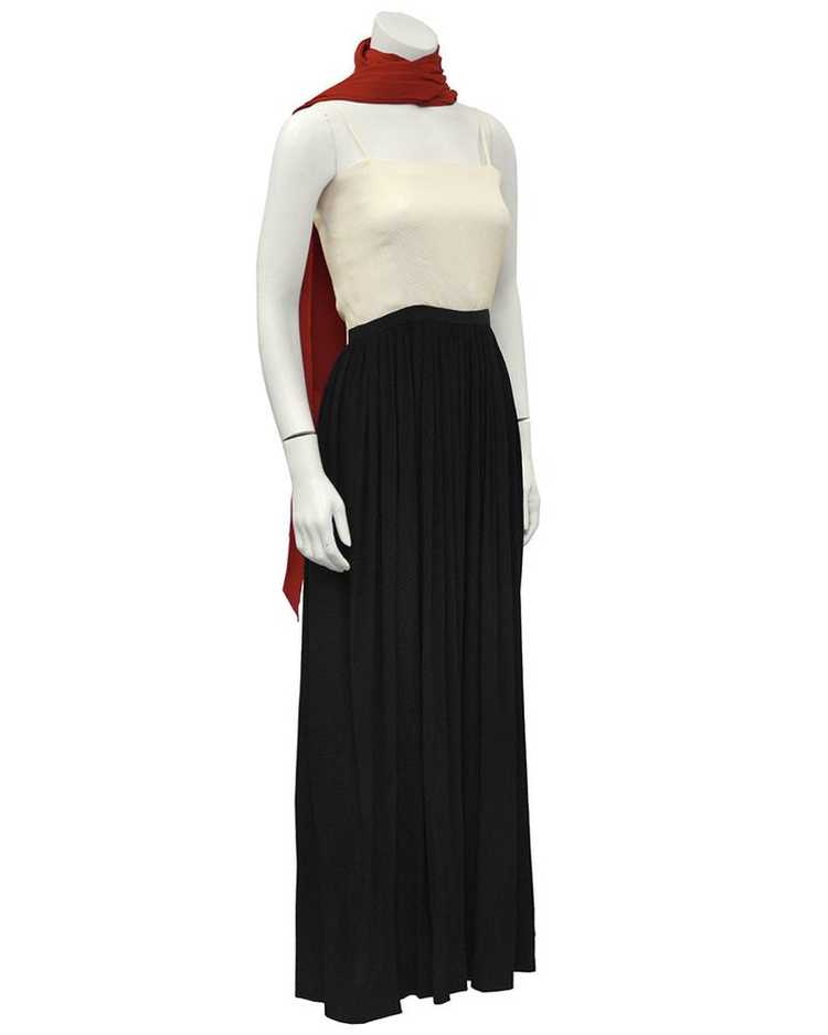 Color Block Silk Jacquard Gown with Scarf - image 1