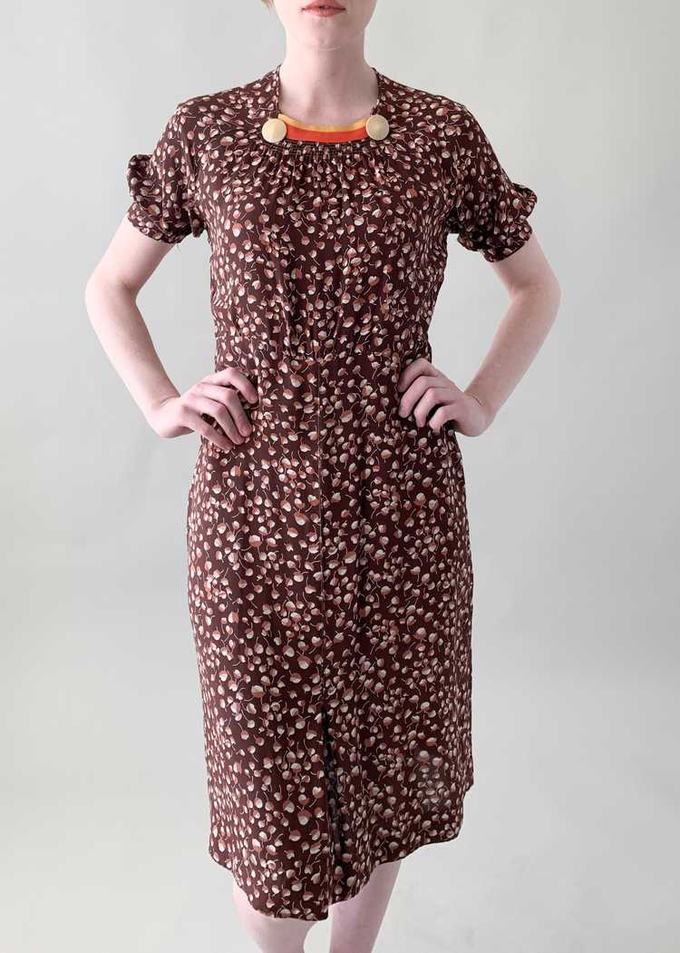 Vintage 1930s Rayon Leaf Print Dress - image 6