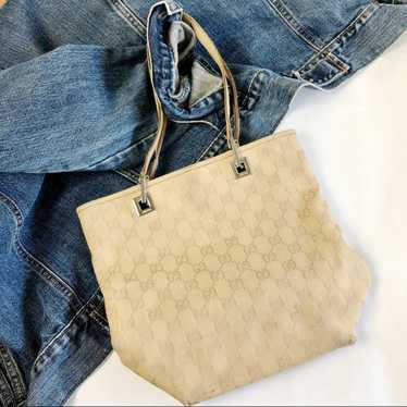 Gucci tote bag 113019 beige x brown (pu500