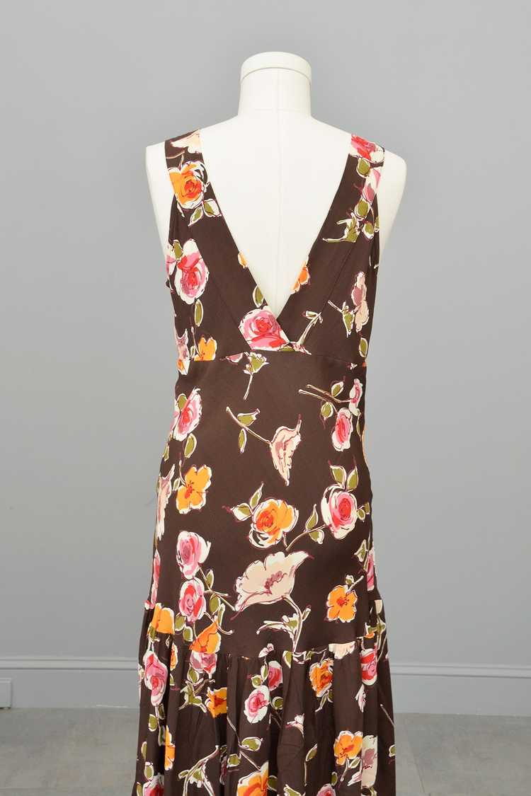 1970s or 90s doing 30s Brown Floral Print Bias St… - image 3