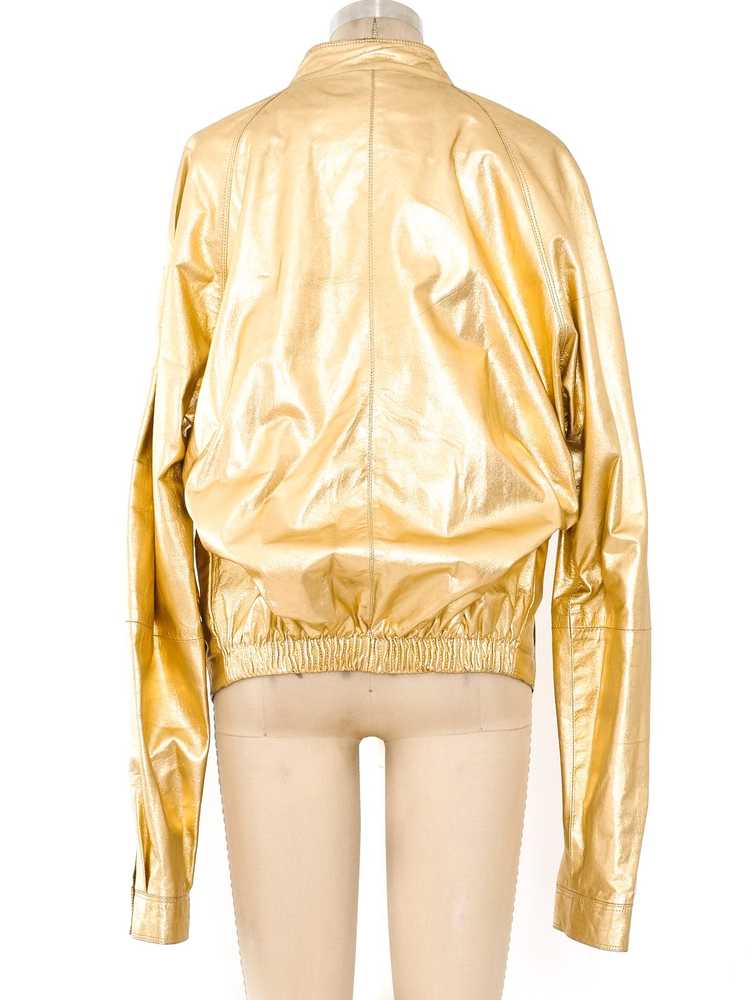 Gianni Versace Metallic Gold Leather Jacket - image 3