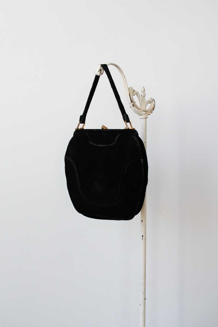 1950s Black Velvet Handbag - image 1