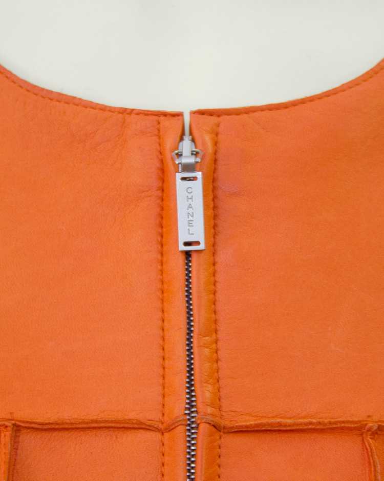Chanel Orange Cropped Leather Jacket - image 5