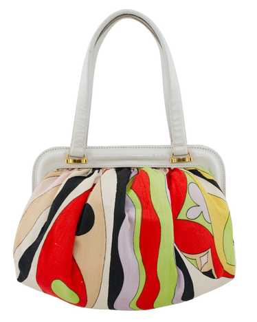 Emilio Pucci Multi Colour Frame Bag with White Lea