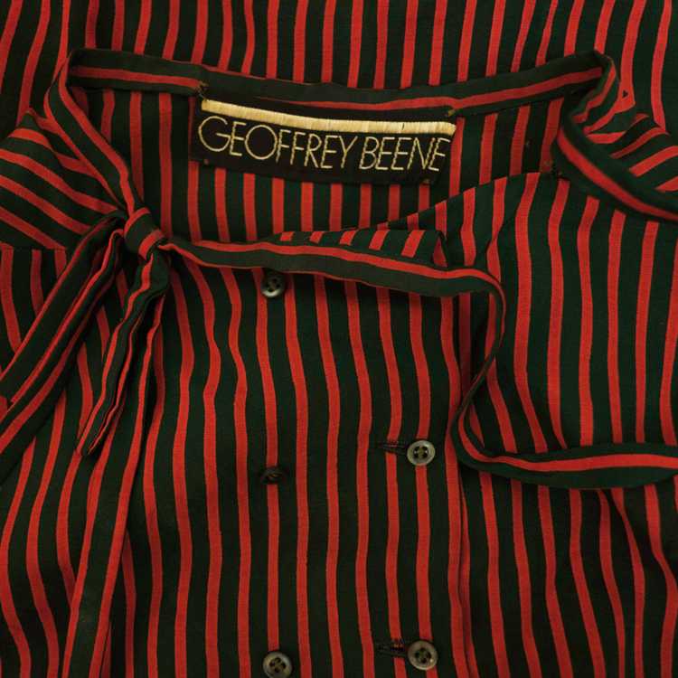 1960s Geoffrey Beene green and red striped blouse - image 6
