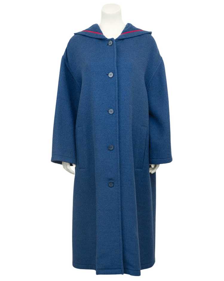 Geoffery Beene Blue, Rose Trimmed Wool Coat with … - image 3