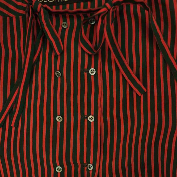 1960s Geoffrey Beene green and red striped blouse - image 4