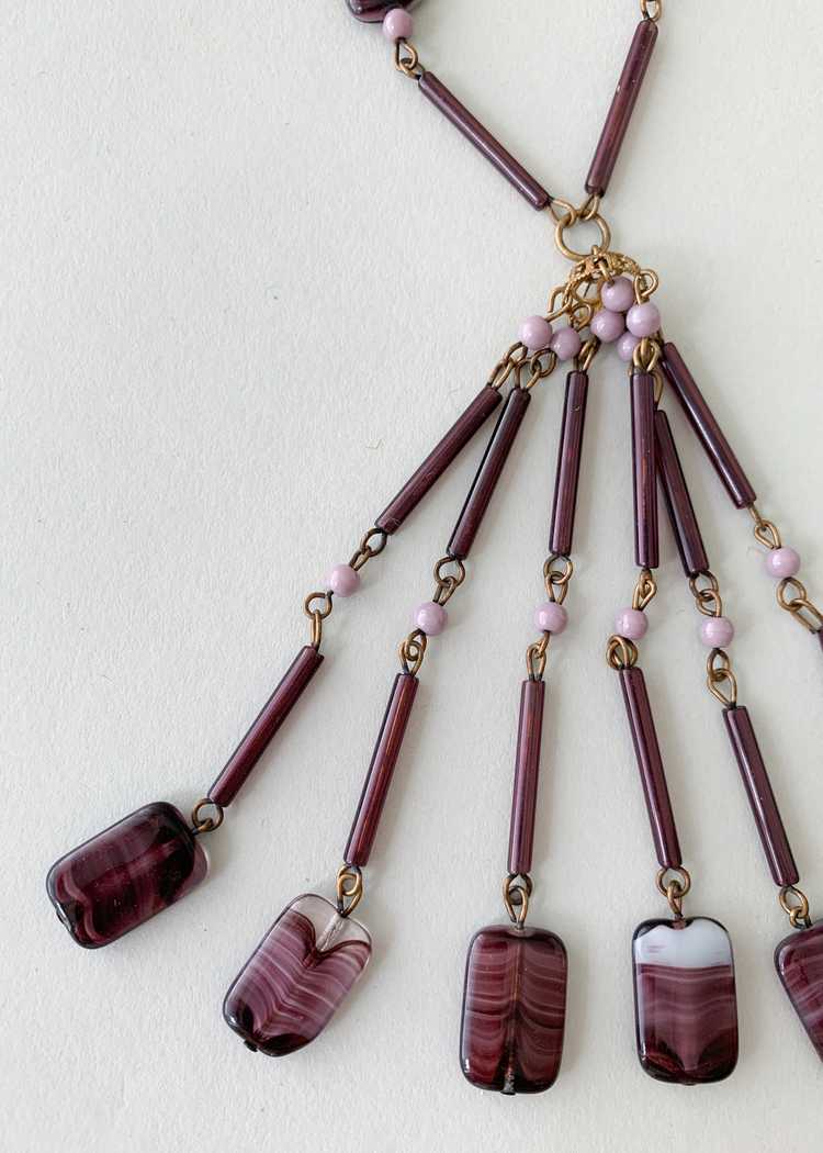 Vintage 1920s Purple Glass Tassel Necklace - image 4