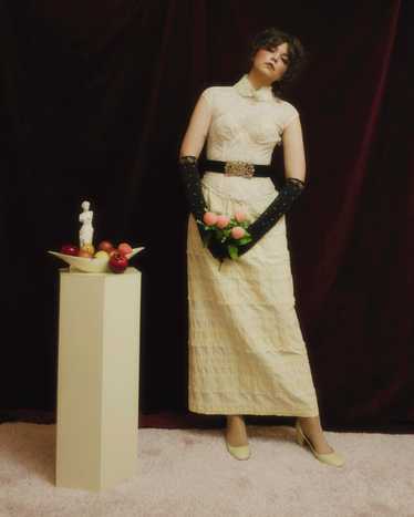 1960s ivory lace maxi skirt - image 1