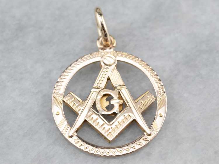Vintage Gold Masonic Pendant - image 1