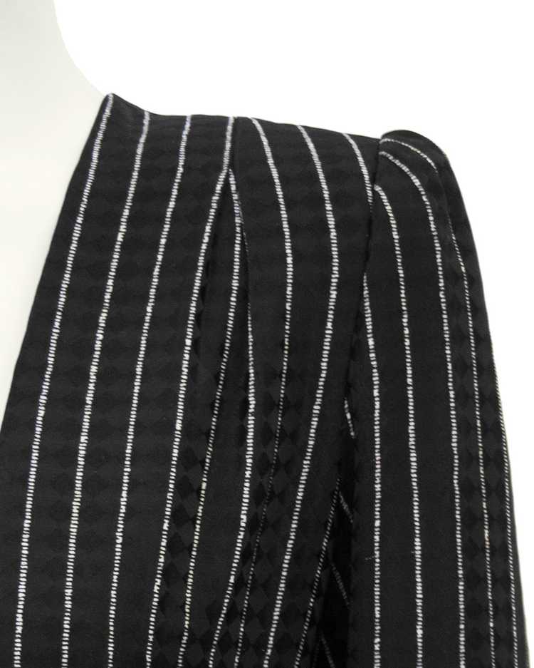 Andre Laug Black Silk Pinstriped Day Dress - image 4