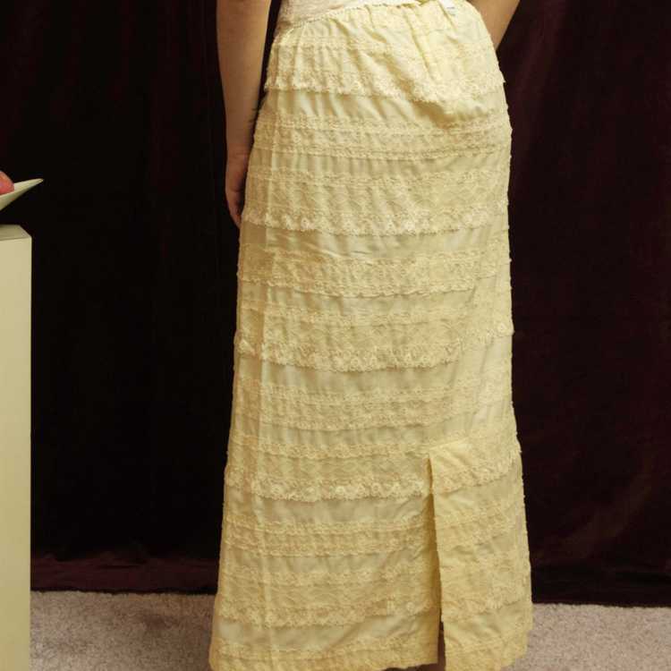 1960s ivory lace maxi skirt - image 3