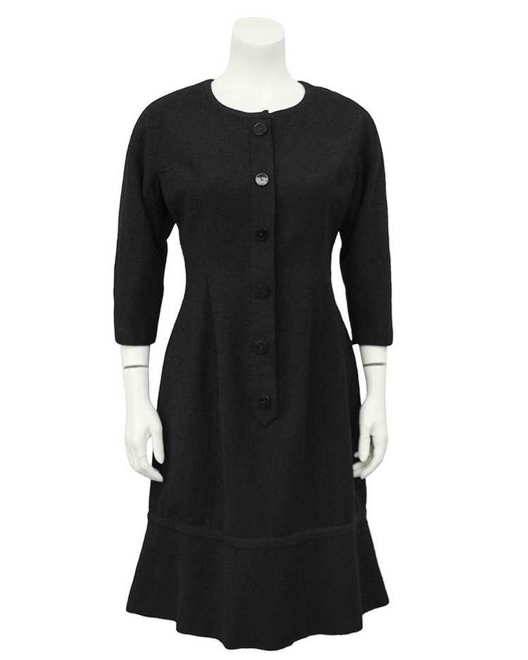 Hattie Carnegie Black Boucle Long Sleeve Day Dress - image 2