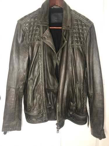 Allsaints Conroy Leather Biker Jacket Gray