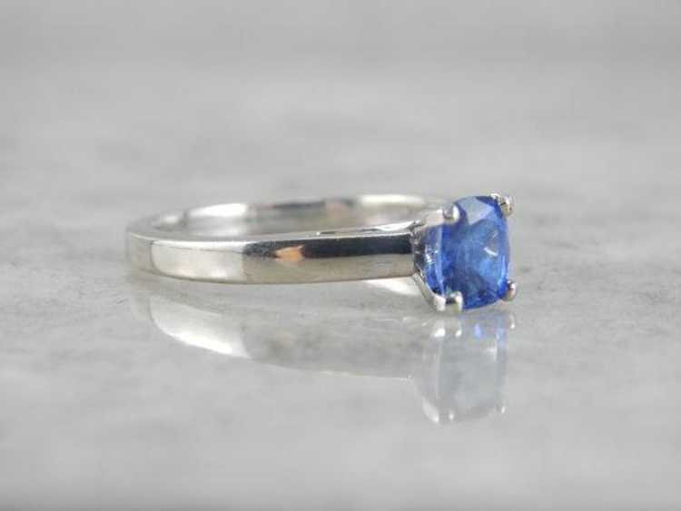 Contemporary Sapphire and White Gold Engagement R… - image 2