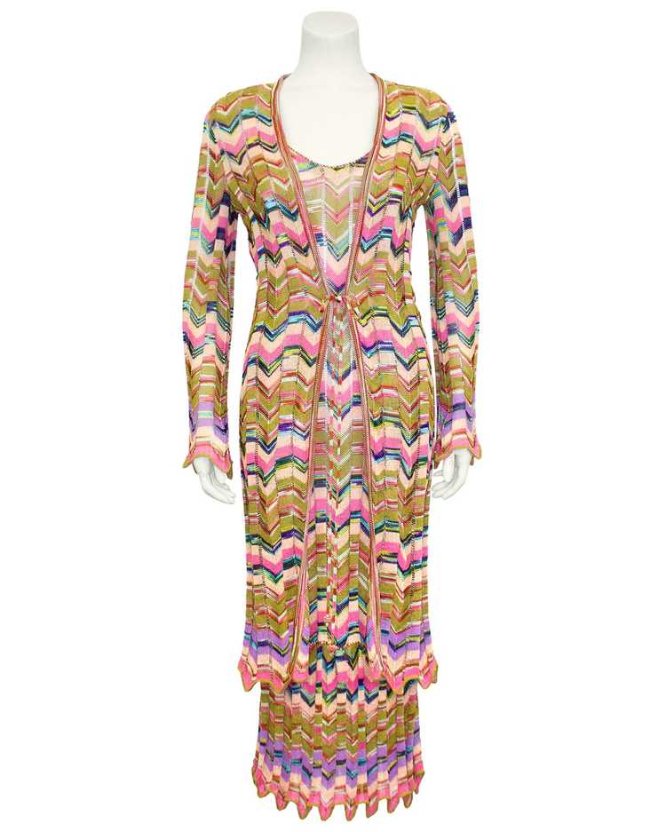 Missoni Multi Colour Knit Chevron Dress and Long … - image 3