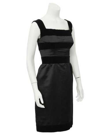 Louis Féraud Black Silk and Velvet Cocktail Dress