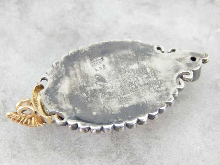 Vintage Rhodochrosite Pendant in Silver and Gold - image 4